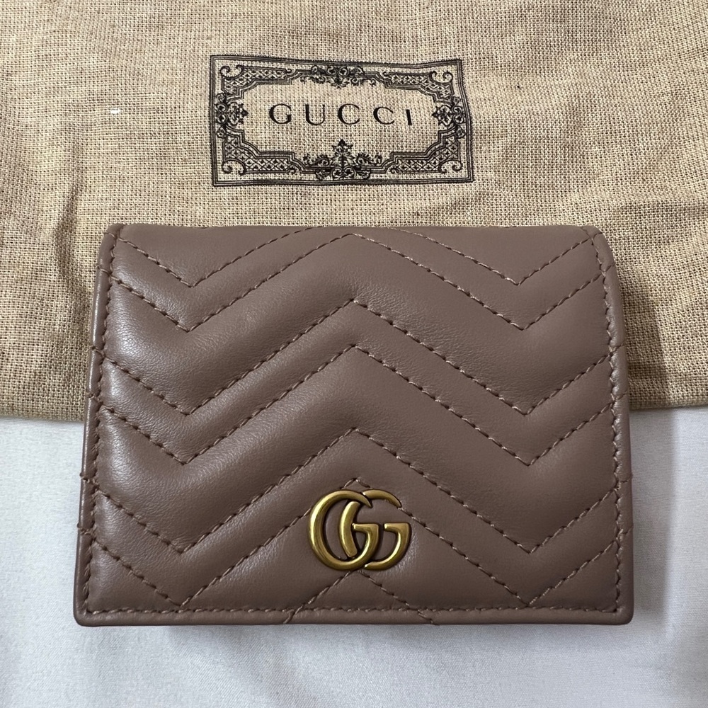 Gucci GG Matelasse Marmont Leather Chevron Card Case Wallet - Picture 1 of 12